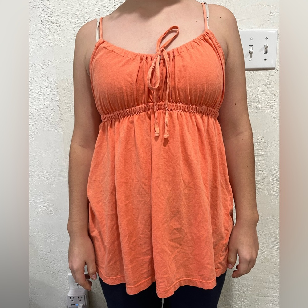 C&C Organic California Pale Orange Adjustable String Tie Flare Tank Top